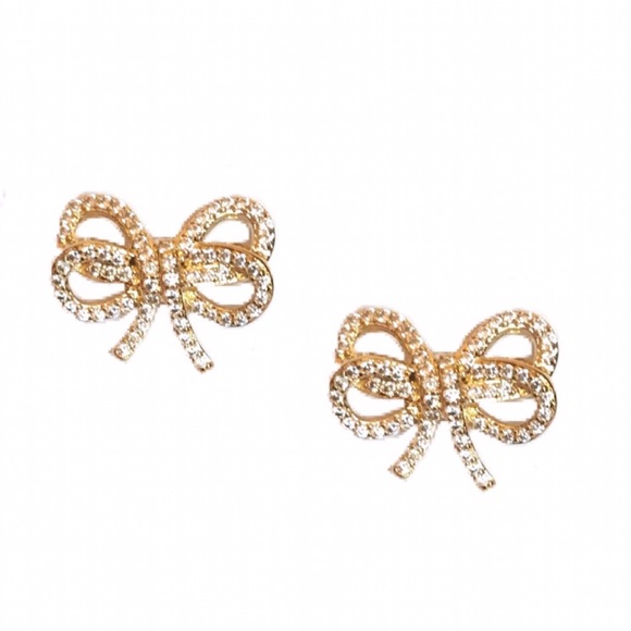 kate spade Jewelry - Kate Spade Gold Bow Meets Girl Earrings